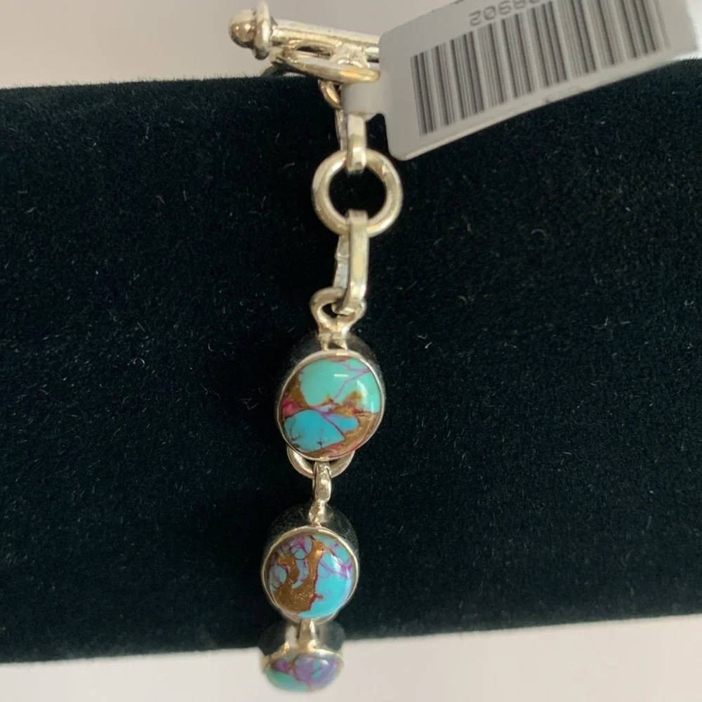 Bracelet Sterling Silver .925 Turquoise - Picture 3 of 4
